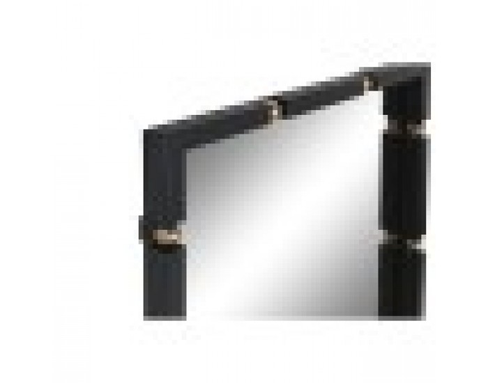 Стенно огледало Home ESPRIT Черен Златен Кристал Желязо 64,5 x 5 x 96,5 cm