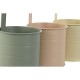 Саксия Home ESPRIT Жълт Зелен Кехлибар Светло розово Метал 11,5 x 11,5 x 21 cm (3 броя)