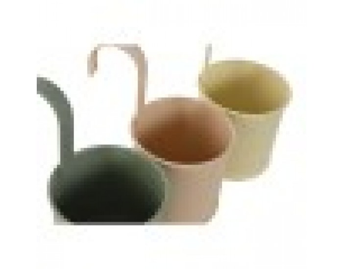 Саксия Home ESPRIT Жълт Зелен Кехлибар Светло розово Метал 11,5 x 11,5 x 21 cm (3 броя)