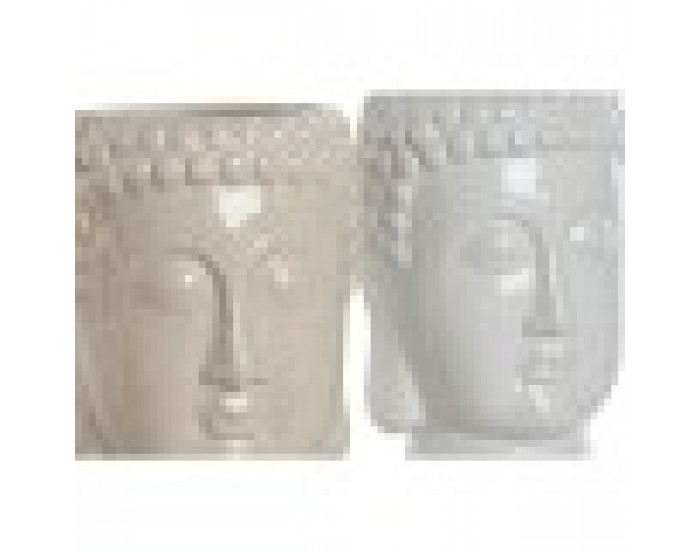 Саксия Home ESPRIT Бял Бежов Керамика 15 x 15 x 25 cm (2 броя)