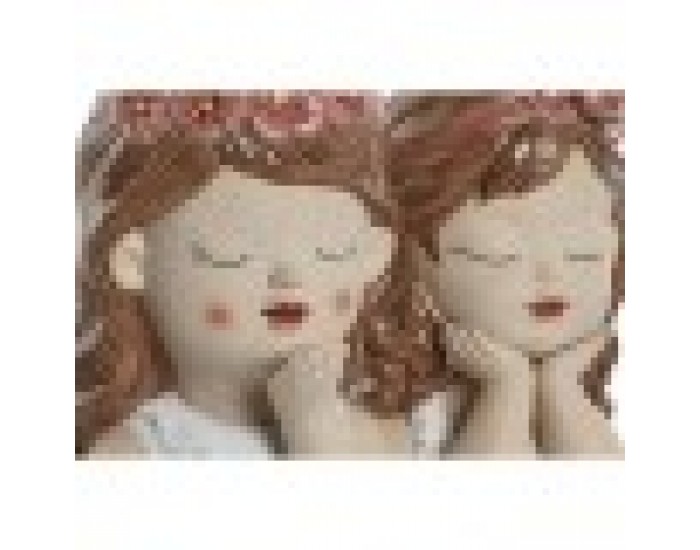Саксия Home ESPRIT Бял Бежов Розов Dolomite chica 12 x 14 x 18 cm (2 броя)