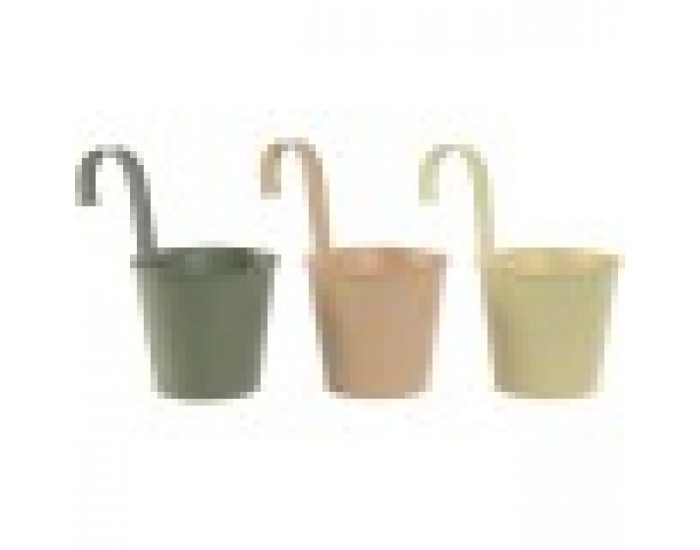 Саксия Home ESPRIT Жълт Зелен Кехлибар Светло розово Метал 14 x 14 x 23 cm (3 броя)