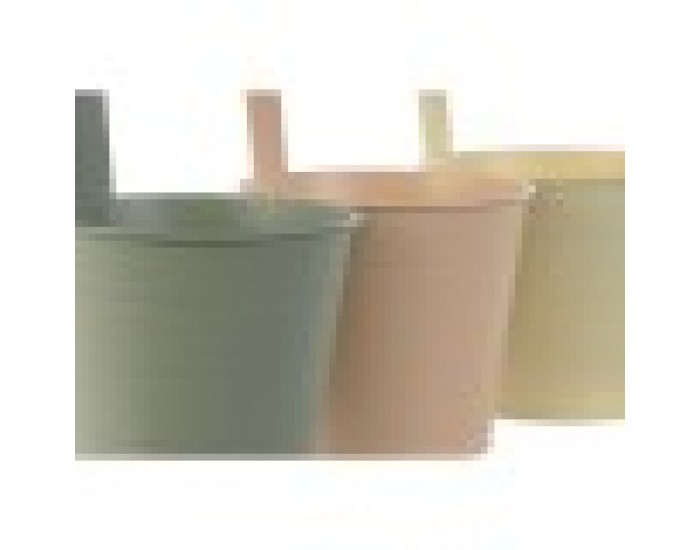 Саксия Home ESPRIT Жълт Зелен Кехлибар Светло розово Метал 14 x 14 x 23 cm (3 броя)