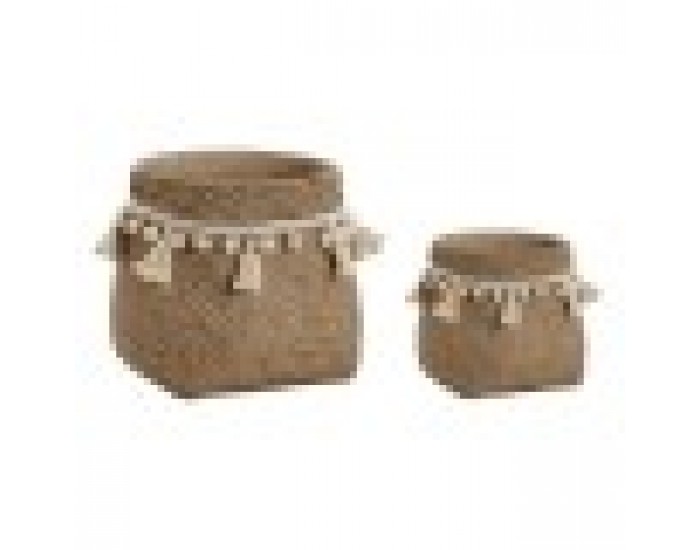 Комплект саксии Home ESPRIT Светло кафяв Цимент Тропически 30 x 29 x 25 cm