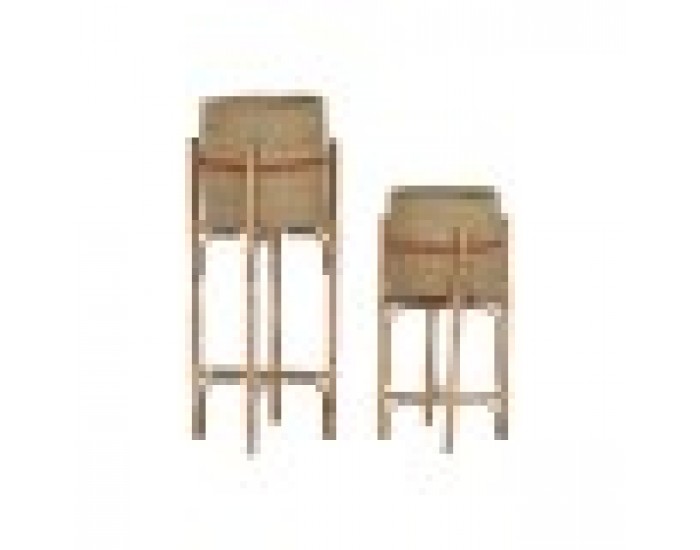 Комплект саксии Home ESPRIT Естествен Юта Дърво манго 26 X 26 X 67 cm (2 Части)