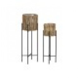 Комплект саксии Home ESPRIT Черен Метал влакно 23 x 23 x 76,5 cm - Articole de grădinărit, ghivece, sisteme de irigare