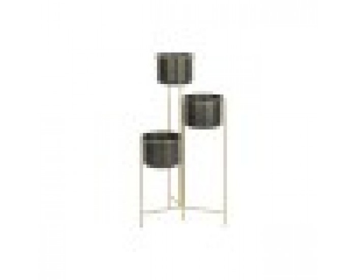 Саксия DKD Home Decor 30 x 21 x 80 cm Черен Златен Метал