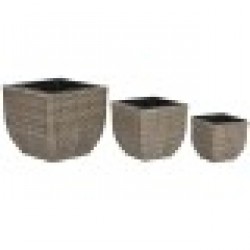 Комплект саксии Home ESPRIT полипропилен Pатан 40 x 40 x 36 cm - Articole de grădinărit, ghivece, sisteme de irigare