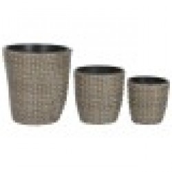 Комплект саксии Home ESPRIT полипропилен Pатан 40 x 40 x 45 cm - Articole de grădinărit, ghivece, sisteme de irigare