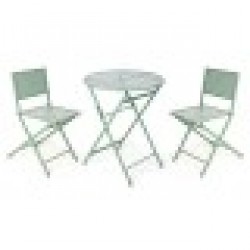 Комплект от маса с 2 стола Зелен - Mobilier de grădină, accesorii și umbrele