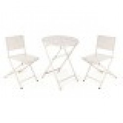 Комплект от маса с 2 стола Бял - Mobilier de grădină, accesorii și umbrele