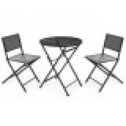 Комплект от маса с 2 стола Черен - Mobilier de grădină, accesorii și umbrele