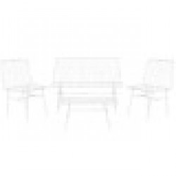 Комплект от Маса и 3 Кресла Home ESPRIT Бял Метал 115 x 53 x 83 cm - Mobilier de grădină, accesorii și umbrele
