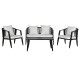 Комплект от Маса и 3 Кресла Home ESPRIT Черен Кристал Стомана 123 x 66 x 72 cm