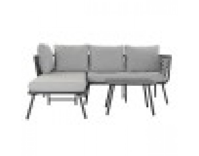 Градински диван DKD Home Decor Черен полиестер Въже Алуминий (2 pcs) (192 x 163 x 86 cm)