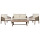 Комплект от Маса и 3 Кресла Home ESPRIT Кафяв Въже Aкациево дърво 138 x 79 x 83 cm
