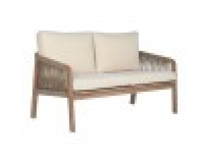 Комплект от Маса и 3 Кресла Home ESPRIT Кафяв Въже Aкациево дърво 138 x 79 x 83 cm
