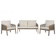 Комплект от Маса и 3 Кресла Home ESPRIT Кафяв Въже Aкациево дърво 138 x 79 x 83 cm