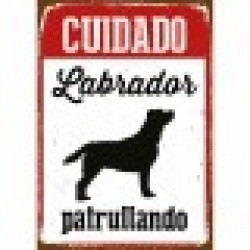 Табелка Magnet & Steel Cuidado Labrador Patrullando 14,8 x 21 cm - Iluminat exterior, plase și decorațiuni