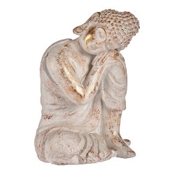 Decorative Figure for Garden Буда Бял/Златен Полирезин (28,5 x 43,5 x 37 cm) - Iluminat exterior, plase și decorațiuni