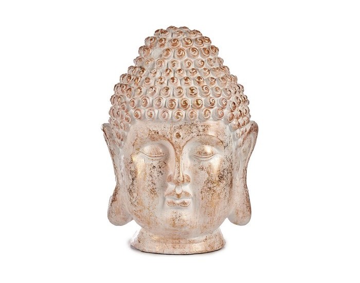 Decorative Figure for Garden Буда Глава Бял/Златен Полирезин (31,5 x 50,5 x 35 cm)