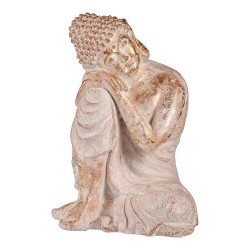Decorative Figure for Garden Буда Бял/Златен Полирезин (35,5 x 54,5 x 42 cm) - Iluminat exterior, plase și decorațiuni