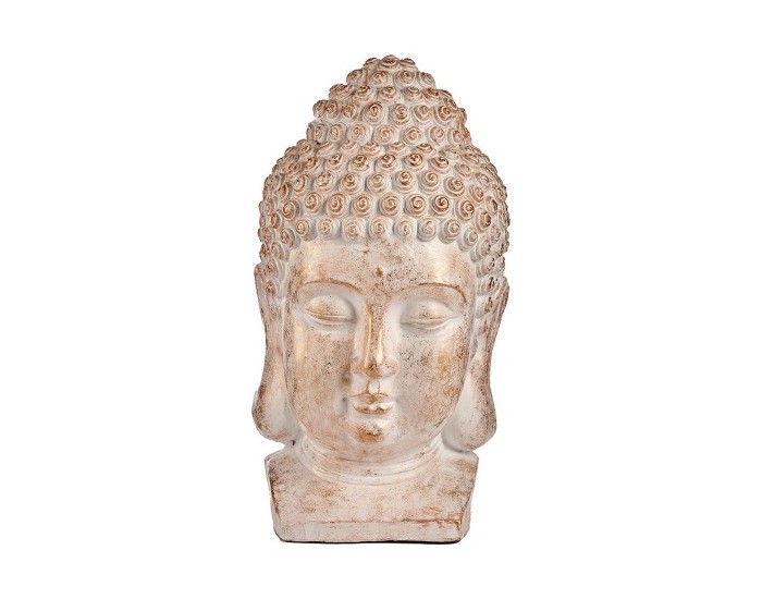 Decorative Figure for Garden Буда Глава Бял/Златен Полирезин (35 x 65,5 x 38 cm)