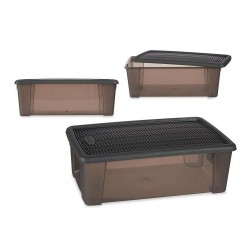 Кутия с капак Elegance Сив Пластмаса (19,5 x 11,5 x 33 cm) - Cutii, organizatoare și alte produse de depozitare