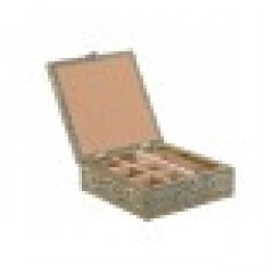 Кутия за бижута Home ESPRIT Бял Шампанско Дървен Алуминий 18 x 18 x 6 cm - Cutii, organizatoare și alte produse de depozitare