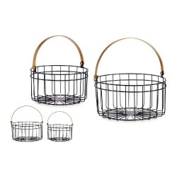Кошница Кръгъл Черен Златен Метал (2 pcs) - Cutii, organizatoare și alte produse de depozitare