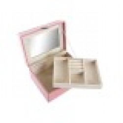 Кутия за бижута DKD Home Decor Розов PU Дървен MDF (17 x 13 x 8,5 cm) - Cutii, organizatoare și alte produse de depozitare