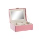 Кутия за бижута DKD Home Decor Розов PU Дървен MDF (17 x 13 x 8,5 cm)