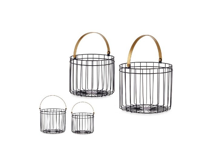 Кошница Черен Златен Цилиндрично Метал (2 pcs)
