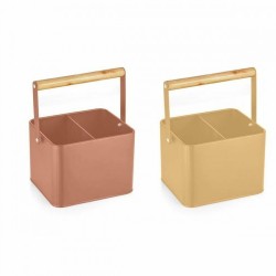Органайзер за Прибори DKD Home Decor 18 x 15,5 x 24 cm Метал теракота Жълт Vintage Бор (2 броя) - Cutii, organizatoare și alte produse de depozitare
