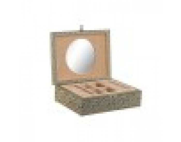 Кутия за бижута Home ESPRIT Бял Шампанско Дървен Алуминий 22,5 x 17,5 x 7,6 cm