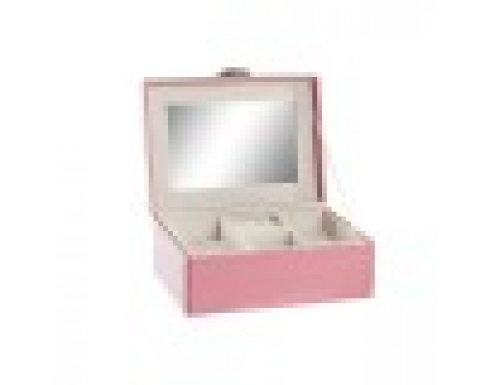 Кутия за бижута DKD Home Decor Розов PU Дървен MDF (23 x 17 x 10 cm)
