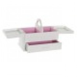 Кутия за бижута DKD Home Decor Кристал Бял Светло розово Дървен MDF (30 x 17 x 24 cm) - Cutii, organizatoare și alte produse de depozitare