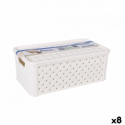 Кутия за Съхранение с Капак Tontarelli Arianna Пластмаса Бял 4 L 29 x 16,6 x 11,2 cm (8 броя) - Cutii, organizatoare și alte produse de depozitare