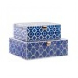 Кутия за бижута DKD Home Decor Син Дървен Морско син (24 x 20 x 8 cm) (2 броя) - Cutii, organizatoare și alte produse de depozitare