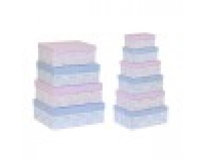 Комплект Кутии за Подреждане една върху друга DKD Home Decor Син Розов Картон (43,5 x 33,5 x 15,5 cm)