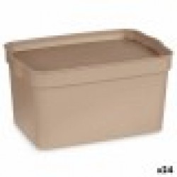 Кутия за Съхранение с Капак Бежов Пластмаса 2,3 L 13,5 x 11 x 20 cm (24 броя) - Cutii, organizatoare și alte produse de depozitare