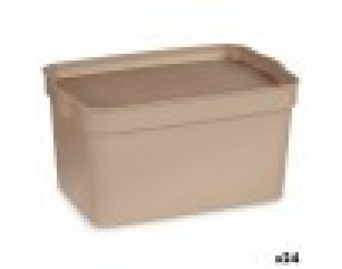Кутия за Съхранение с Капак Бежов Пластмаса 2,3 L 13,5 x 11 x 20 cm (24 броя)
