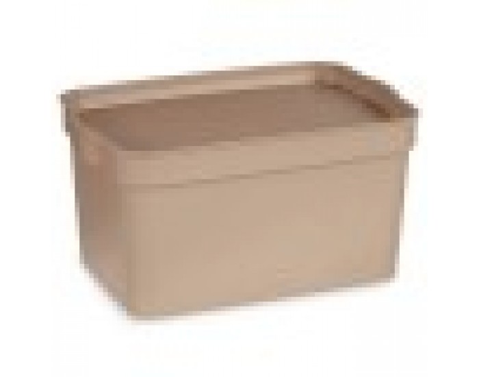 Кутия за Съхранение с Капак Бежов Пластмаса 2,3 L 13,5 x 11 x 20 cm (24 броя)