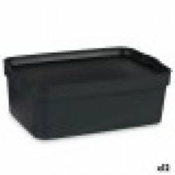 Кутия за Съхранение с Капак Антрацит Пластмаса 6 L 21 x 11 x 32 cm (12 броя) - Cutii, organizatoare și alte produse de depozitare