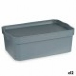 Кутия за Съхранение с Капак Сив Пластмаса 6 L (21,5 x 11 x 32 cm) (12 броя) - Kipit