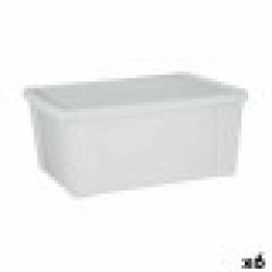 Кутия за Съхранение с Капак Stefanplast Elegance Бял Пластмаса 29 x 17 x 39 cm (6 броя) - Cutii, organizatoare și alte produse de depozitare