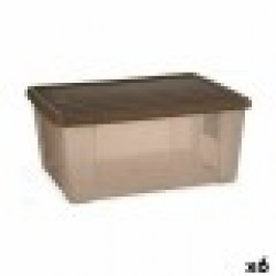 Кутия за Съхранение с Капак Stefanplast Elegance Кафяв Пластмаса 29 x 17 x 39 cm (6 броя) - Cutii, organizatoare și alte produse de depozitare