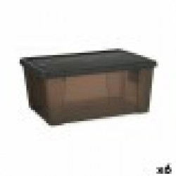 Кутия за Съхранение с Капак Stefanplast Elegance Сив Пластмаса 15 L 29 x 17 x 39 cm (6 броя) - Cutii, organizatoare și alte produse de depozitare