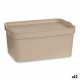 Кутия за Съхранение с Капак Бежов Пластмаса 7,5 L 21,5 x 14,5 x 32 cm (12 броя)