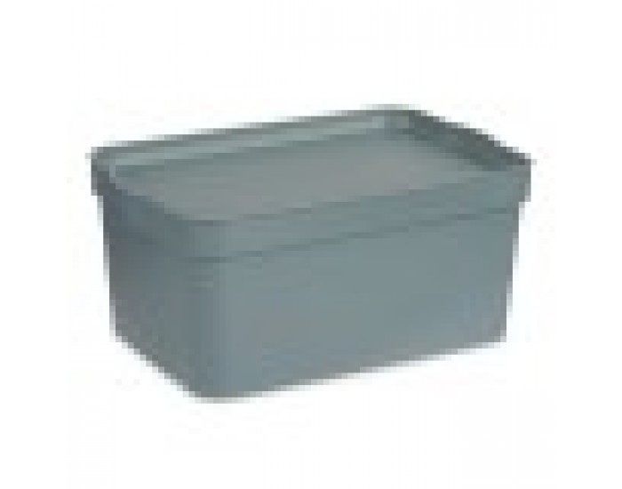 Кутия за Съхранение с Капак Сив Пластмаса 7,5 L 21 x 14,2 x 32 cm (12 броя)